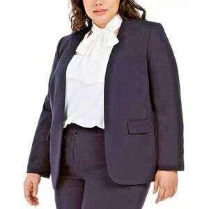 Bar III Women's Trendy Plus Size Open-Front Blazer Formal Work Jacket Navy 1X